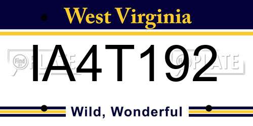 IA4T192 West Virginia License Plate