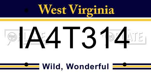 IA4T314 West Virginia License Plate