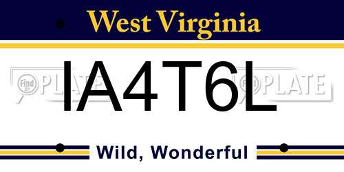IA4T6L West Virginia License Plate