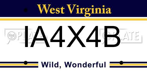 IA4X4B West Virginia License Plate