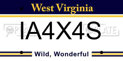 IA4X4S West Virginia License Plate