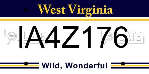 IA4Z176 West Virginia License Plate