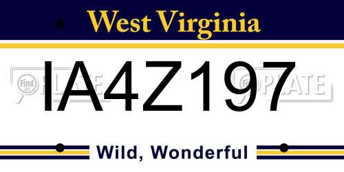 IA4Z197 West Virginia License Plate