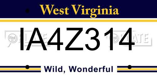 IA4Z314 West Virginia License Plate