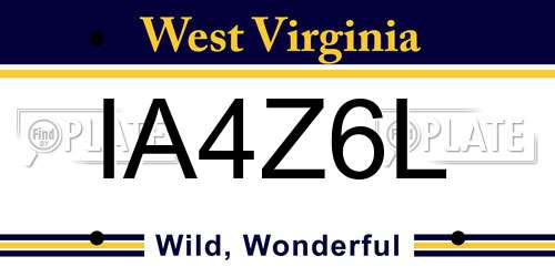 IA4Z6L West Virginia License Plate