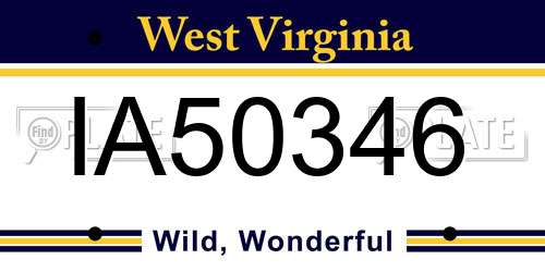 IA50346 West Virginia License Plate