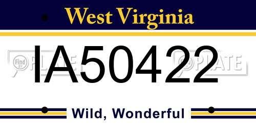 IA50422 West Virginia License Plate