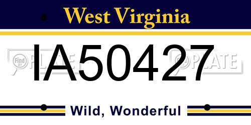 IA50427 West Virginia License Plate