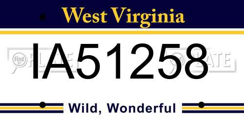 IA51258 West Virginia License Plate