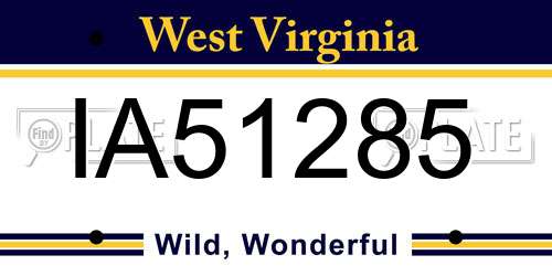 IA51285 West Virginia License Plate