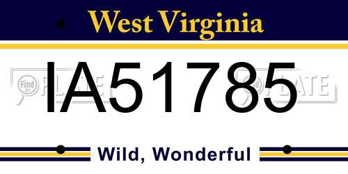 IA51785 West Virginia License Plate