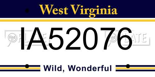 IA52076 West Virginia License Plate
