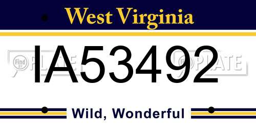IA53492 West Virginia License Plate