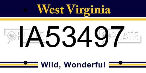 IA53497 West Virginia License Plate