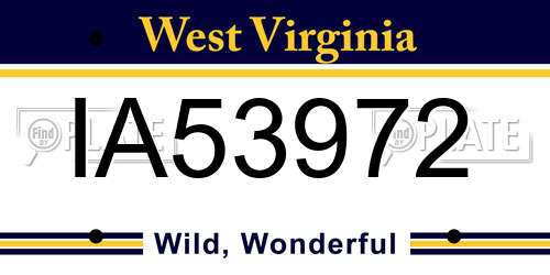 IA53972 West Virginia License Plate
