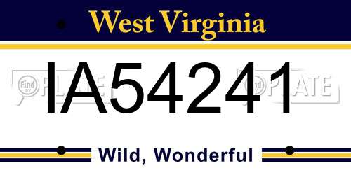 IA54241 West Virginia License Plate