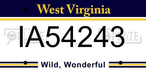 IA54243 West Virginia License Plate