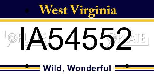 IA54552 West Virginia License Plate