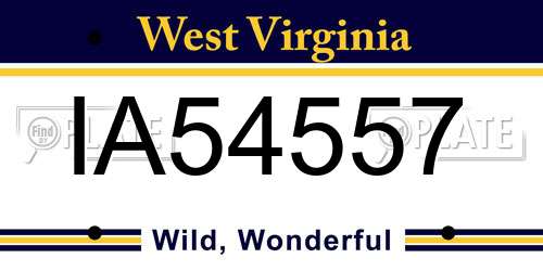 IA54557 West Virginia License Plate