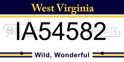IA54582 West Virginia License Plate