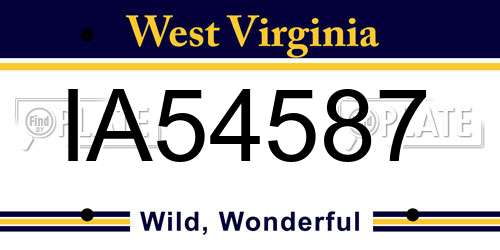 IA54587 West Virginia License Plate