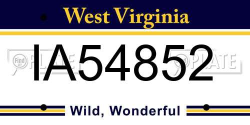 IA54852 West Virginia License Plate