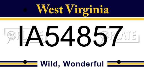IA54857 West Virginia License Plate
