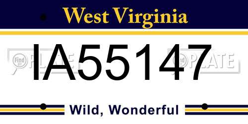 IA55147 West Virginia License Plate