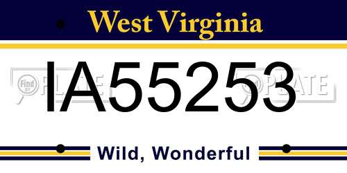 IA55253 West Virginia License Plate