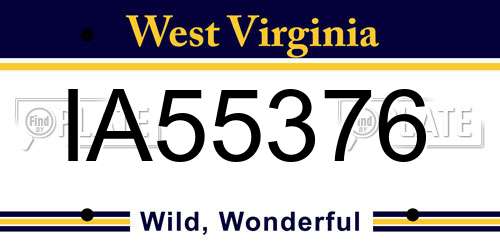 IA55376 West Virginia License Plate