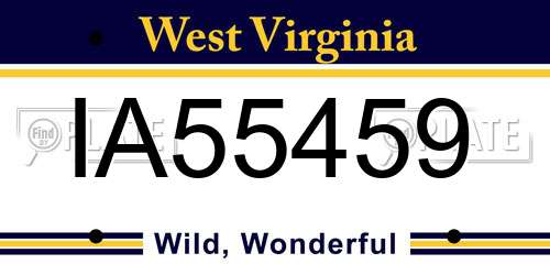 IA55459 West Virginia License Plate