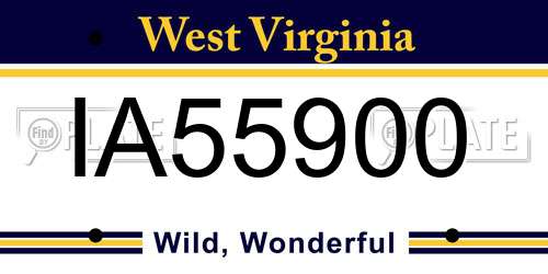 IA55900 West Virginia License Plate