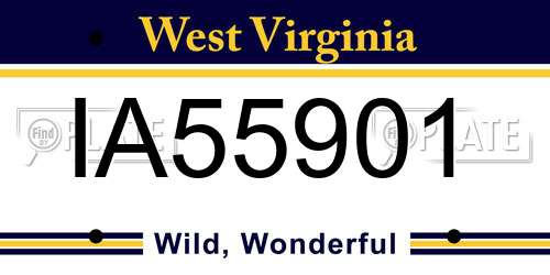 IA55901 West Virginia License Plate