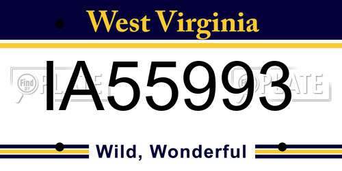 IA55993 West Virginia License Plate