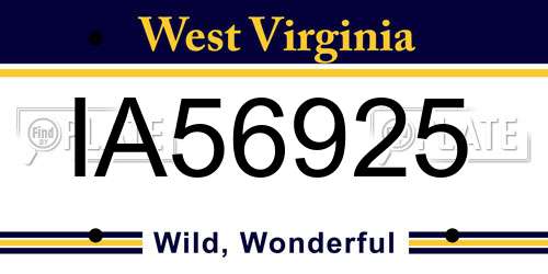 IA56925 West Virginia License Plate