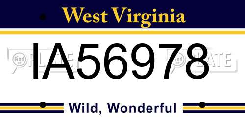 IA56978 West Virginia License Plate