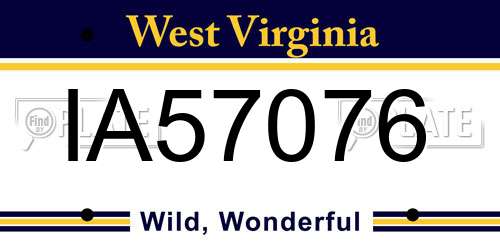 IA57076 West Virginia License Plate