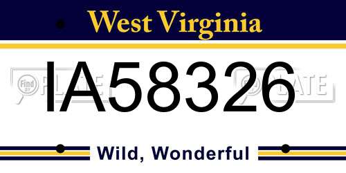IA58326 West Virginia License Plate