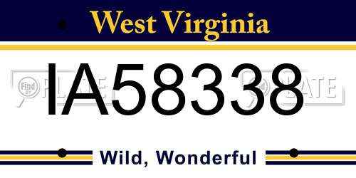 IA58338 West Virginia License Plate