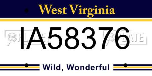 IA58376 West Virginia License Plate