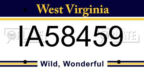 IA58459 West Virginia License Plate