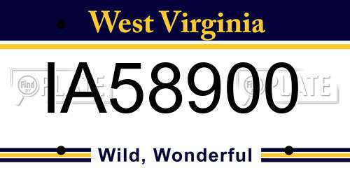 IA58900 West Virginia License Plate