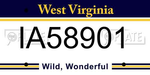 IA58901 West Virginia License Plate