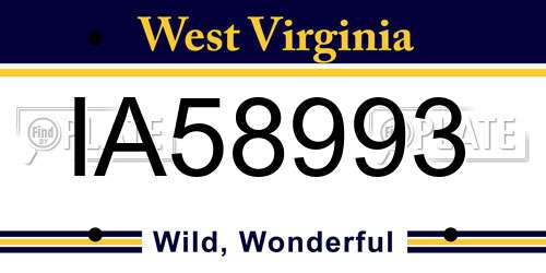 IA58993 West Virginia License Plate