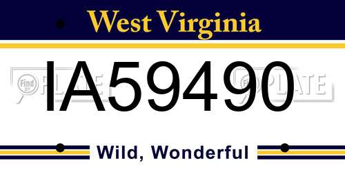 IA59490 West Virginia License Plate
