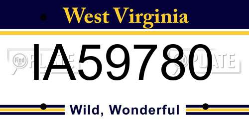 IA59780 West Virginia License Plate