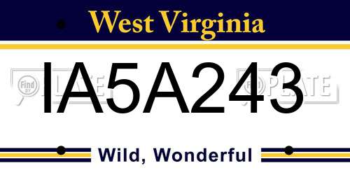 IA5A243 West Virginia License Plate