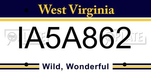 IA5A862 West Virginia License Plate