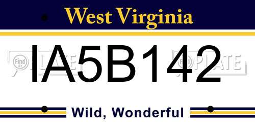 IA5B142 West Virginia License Plate