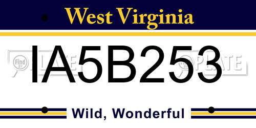 IA5B253 West Virginia License Plate
